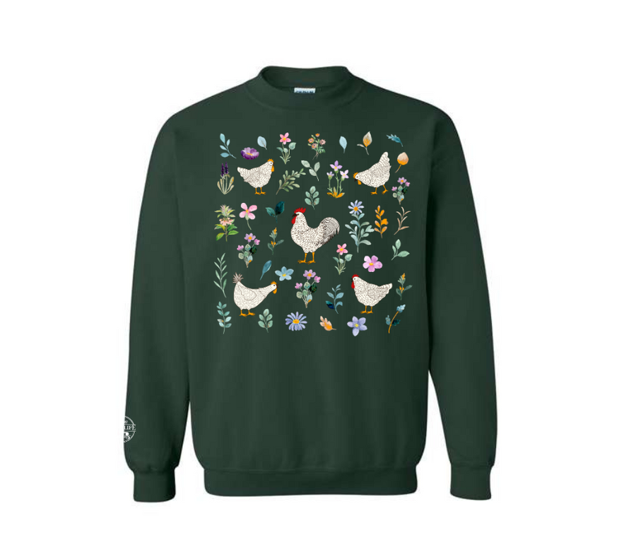 Chicken Flower Crew Neck